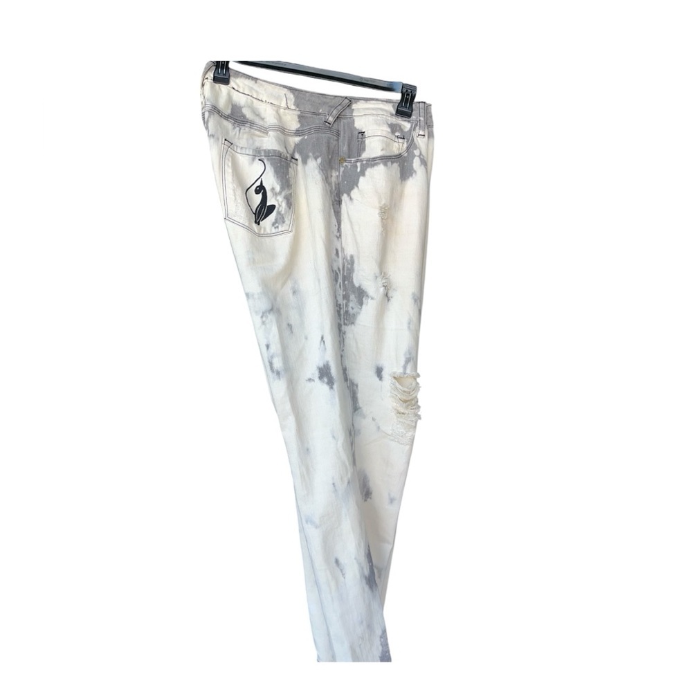 Baby Phat White and grey tie-dye skinny jeans with a distressed look
